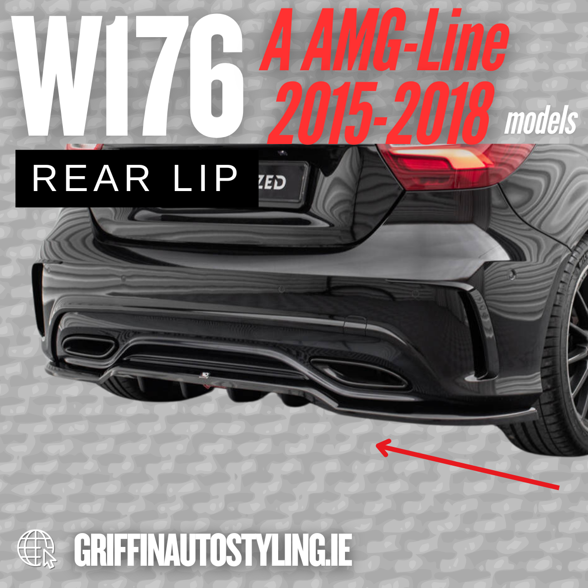 Maxton Design Mercedes A-Class AMG-Line W176 Facelift Rear Lip – Gloss Black