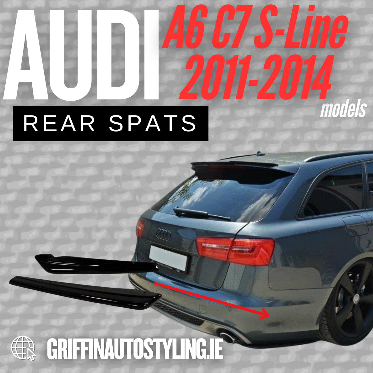 Maxton Design Audi A6 C7 S-Line 2011-2014 Rear Spats – Gloss Black