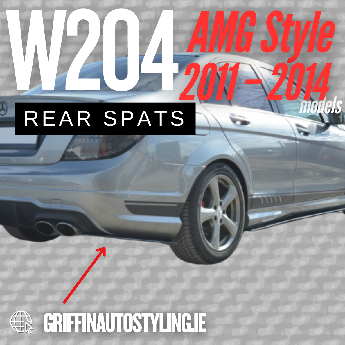 Maxton Design Mercedes W204 2011-2014 AMG Rear Spats – Matte / Gloss Black