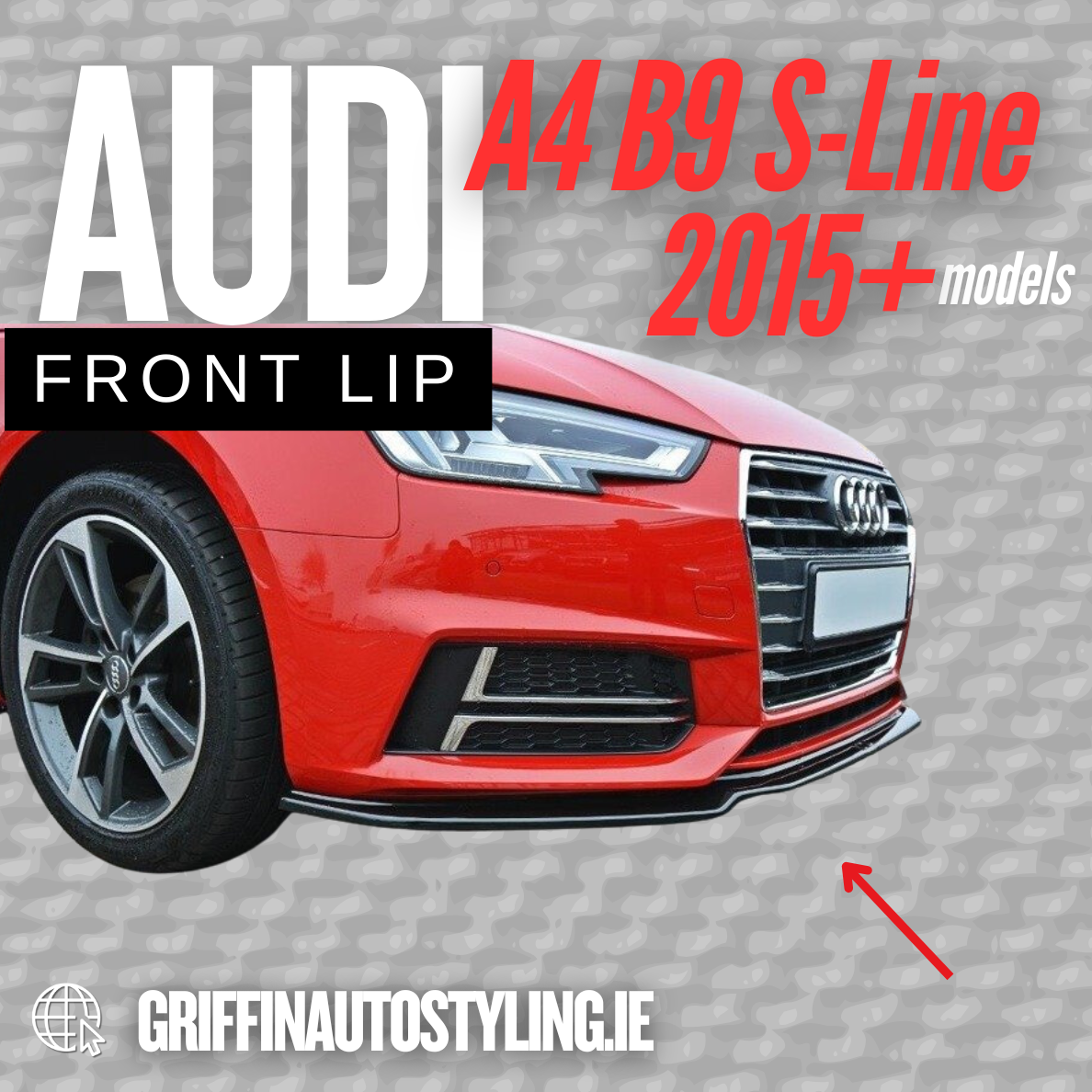Maxton Design Audi A4 B9 S-Line 2015+ Front Lip V1 – Gloss Black / Standard Black