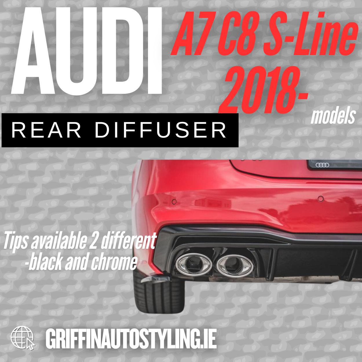 Maxton Design Quad Diffuser for Audi A7 C8 S-Line – Gloss Black