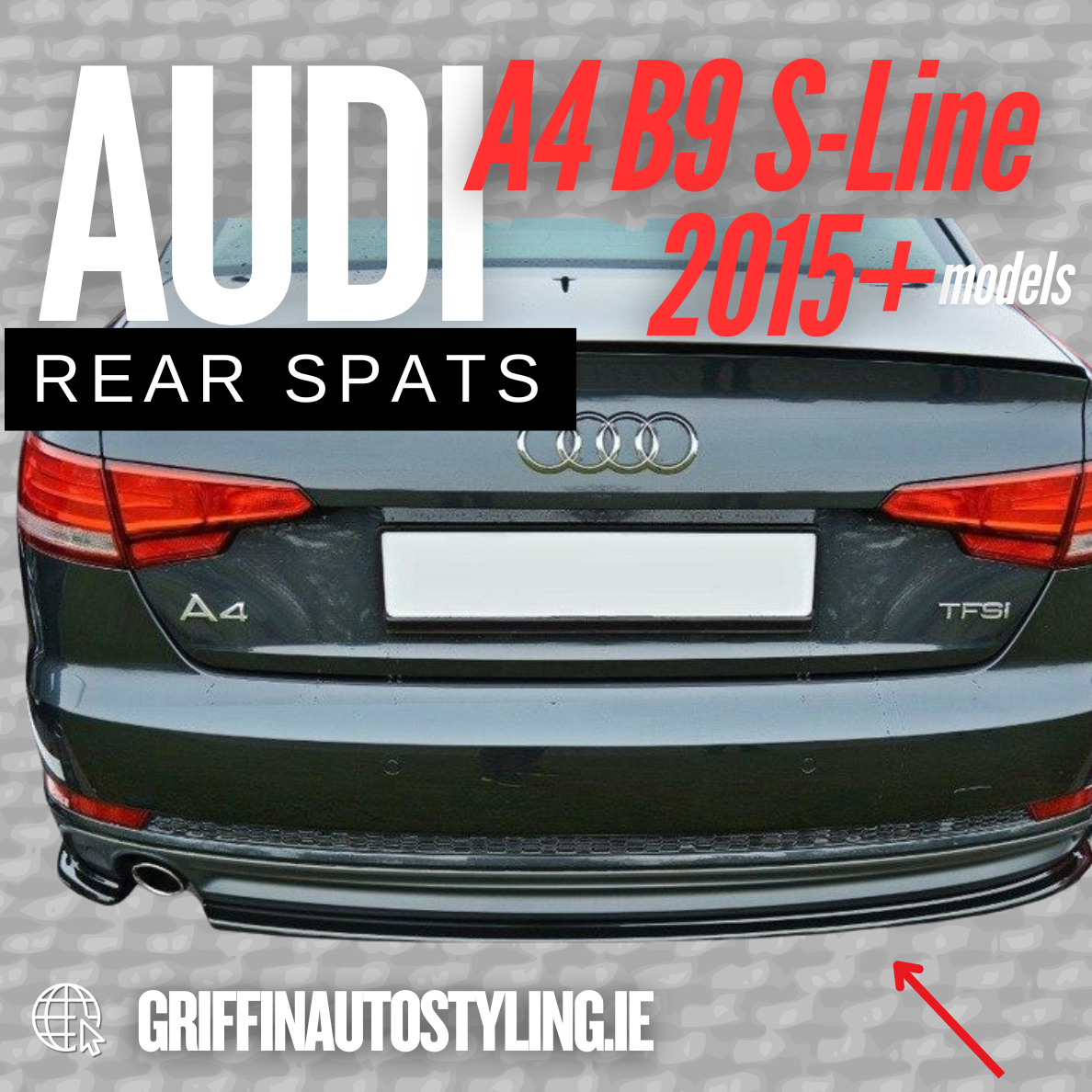 Maxton Design Audi A4 B9 S-Line 2015+ Rear Spats V1 – Gloss Black