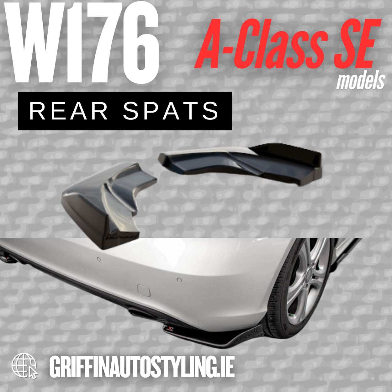 Maxton Design Rear Spats for Mercedes A-Class W176 SE 2012–2015 – Gloss Black