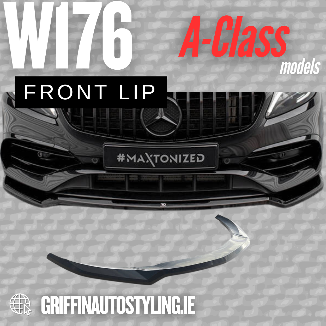 Maxton Design Front Lip for Mercedes A-Class AMGLINE W176 2015-2018 – Gloss Black