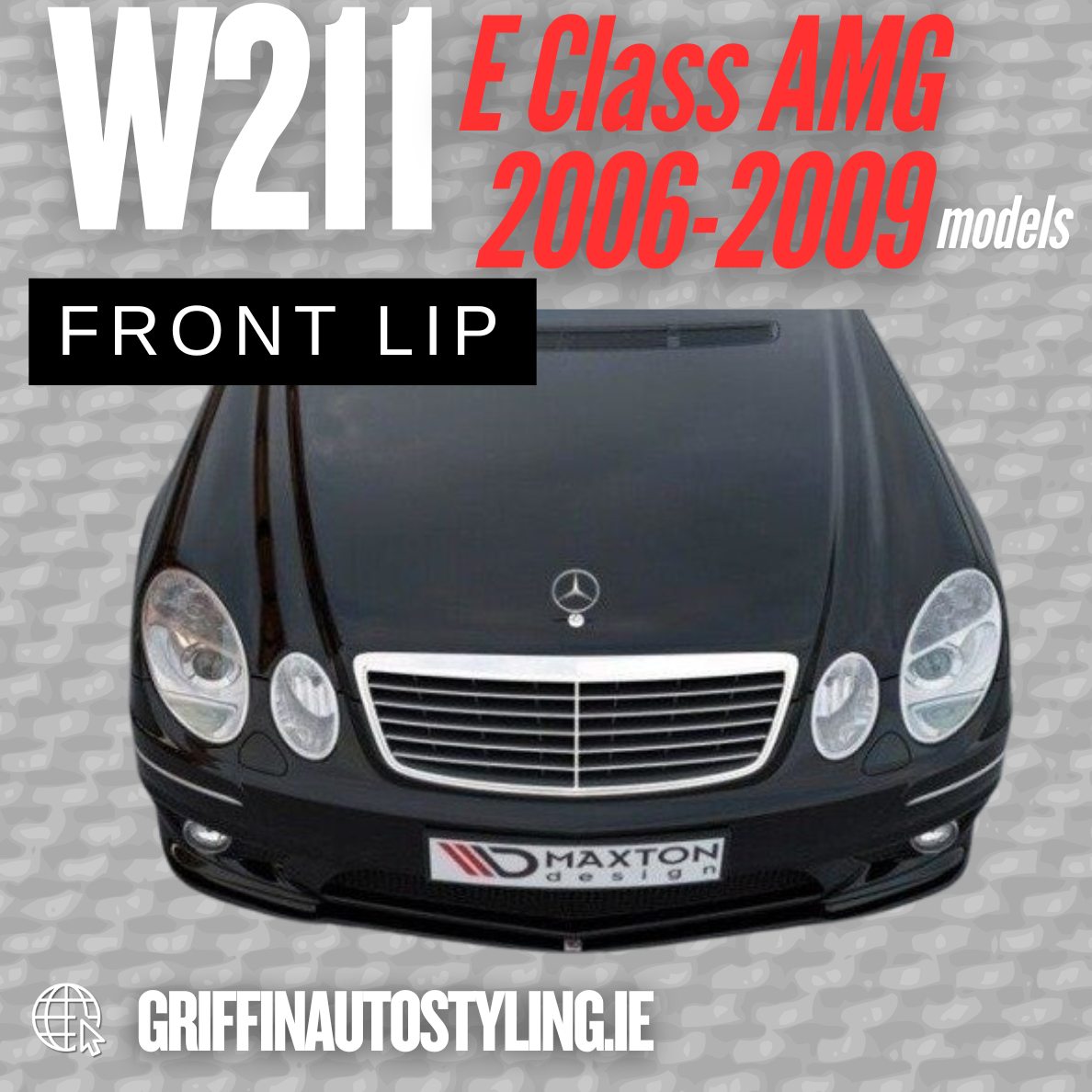 Maxton Design Mercedes E-Class W211 AMG 2006-2009 Front Lip – Gloss Black