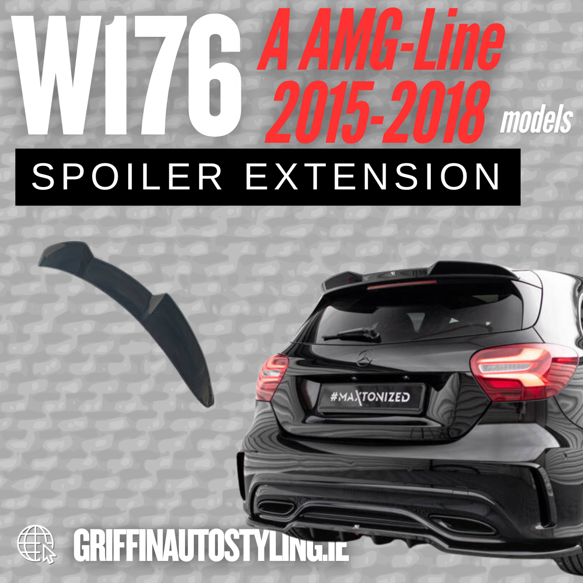 Maxton Design Mercedes A-Class AMG-Line 2015-2018 Spoiler Extension – Gloss Black