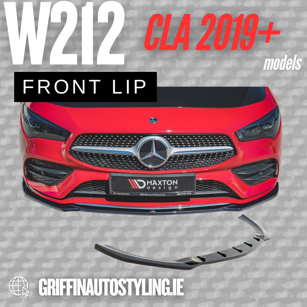 Maxton Design Mercedes CLA W212 2019+ AMG-Line Gloss Front Splitter – Gloss Black