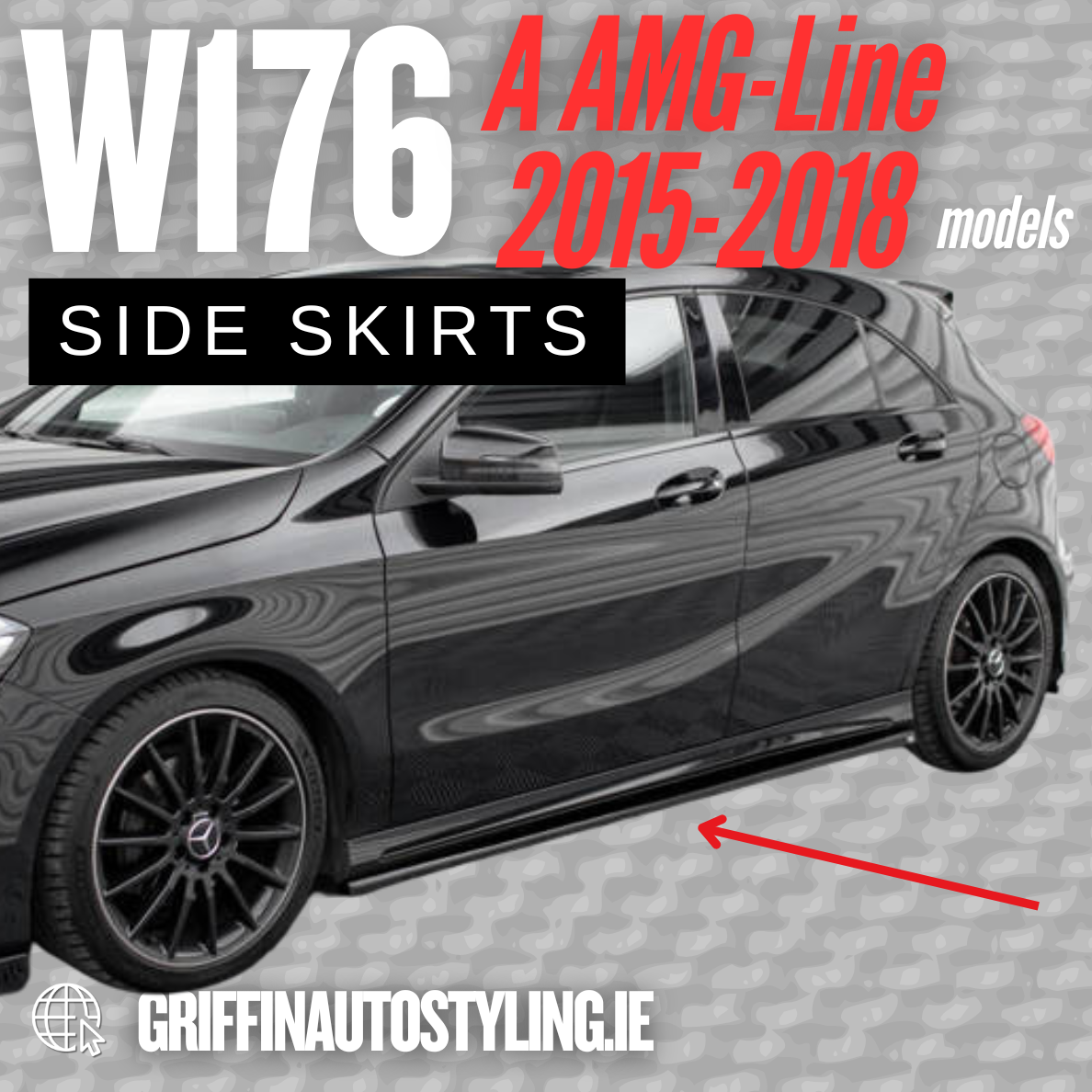 Maxton Design Mercedes A-Class W176 AMG-Line Side Skirt Extensions – Gloss Black