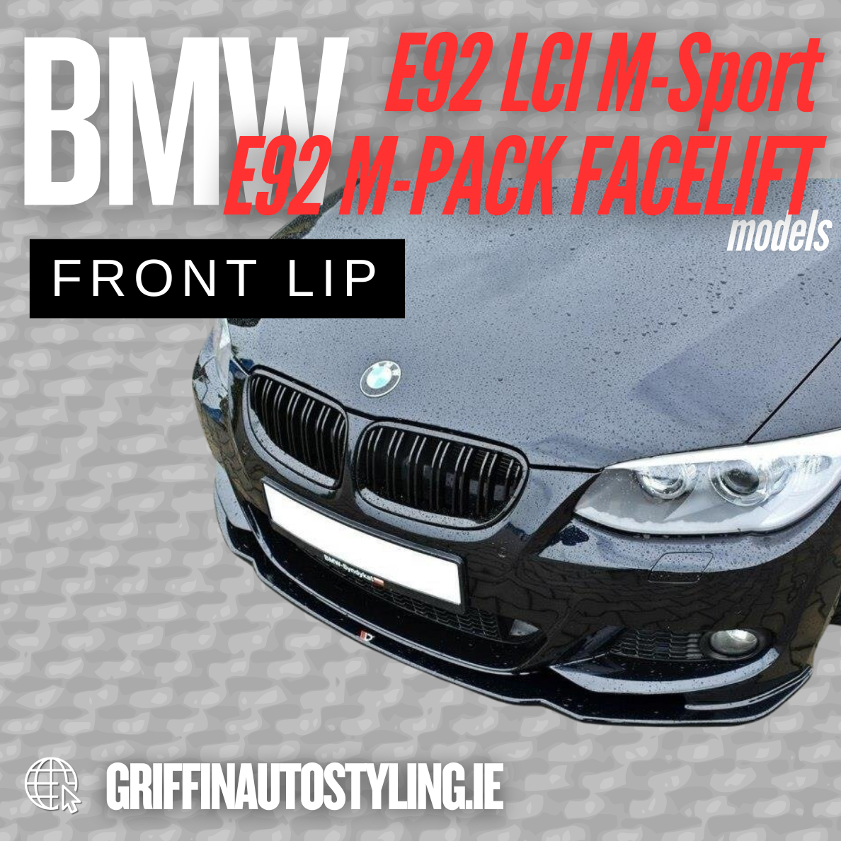 Maxton Design BMW E92 LCI 2009+ M Sport V2 Front Lip – Gloss Black