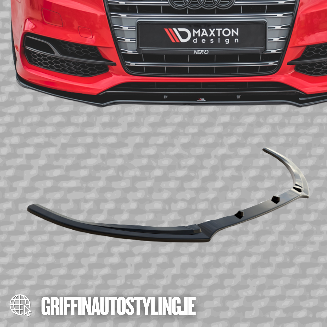 Maxton Design Audi A3 S3 RS3 S-Line Saloon / Audi S3 8V (2013- 2016) Front Splitter V2 Gloss Black