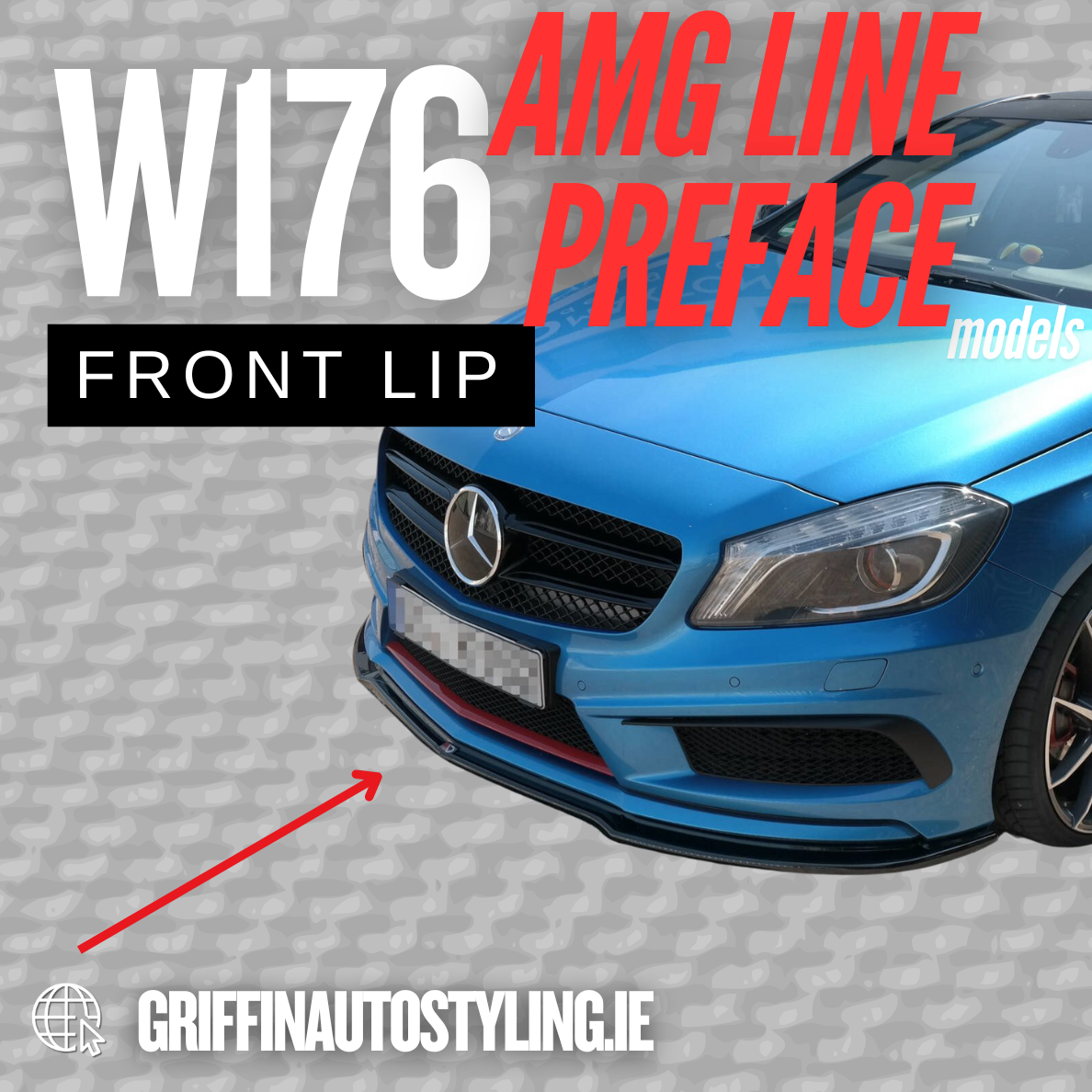 Maxton Design Mercedes A-Class W176 AMG-Line Front Lip – Gloss Black
