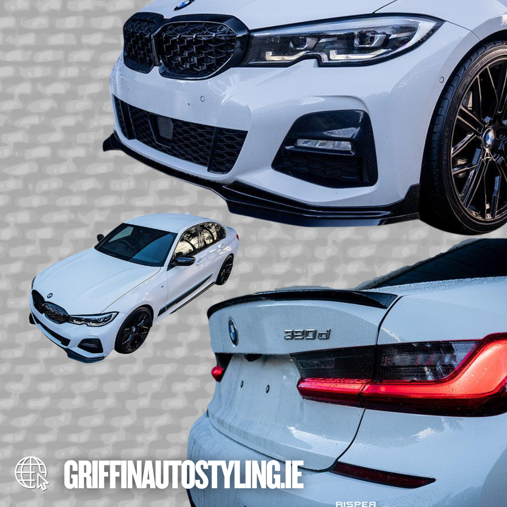 BMW 3 Series G20 G28 M Sport 2018+ Gloss Black Aero Kit Lip Package