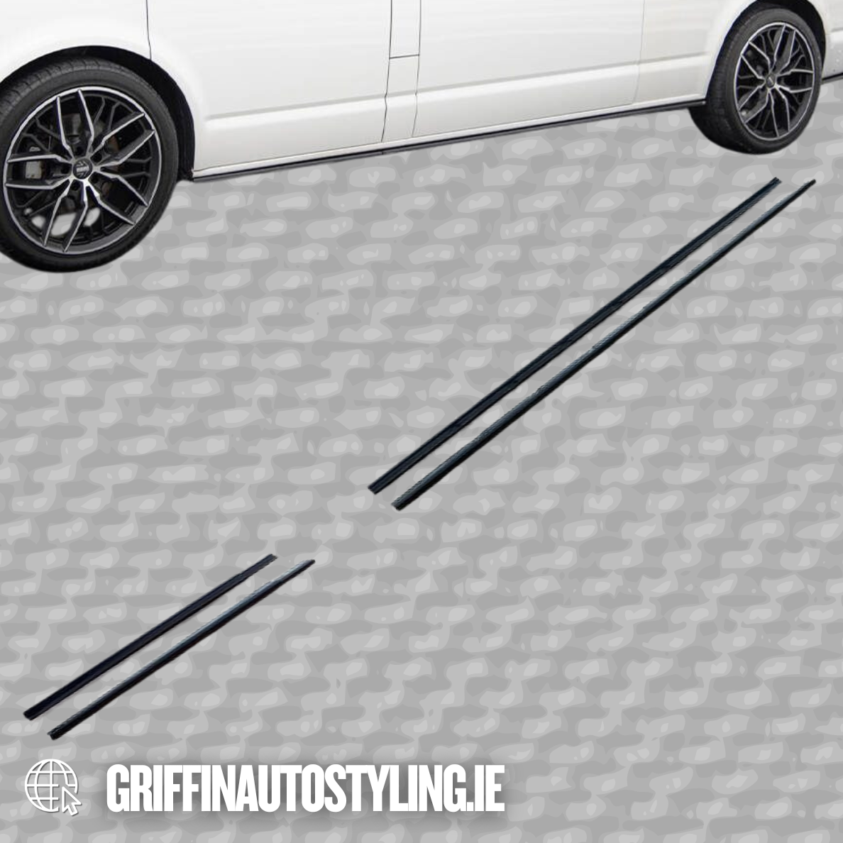 Maxton Design VW Transporter T5/T6 LWB Side Skirt Extensions – Gloss Black