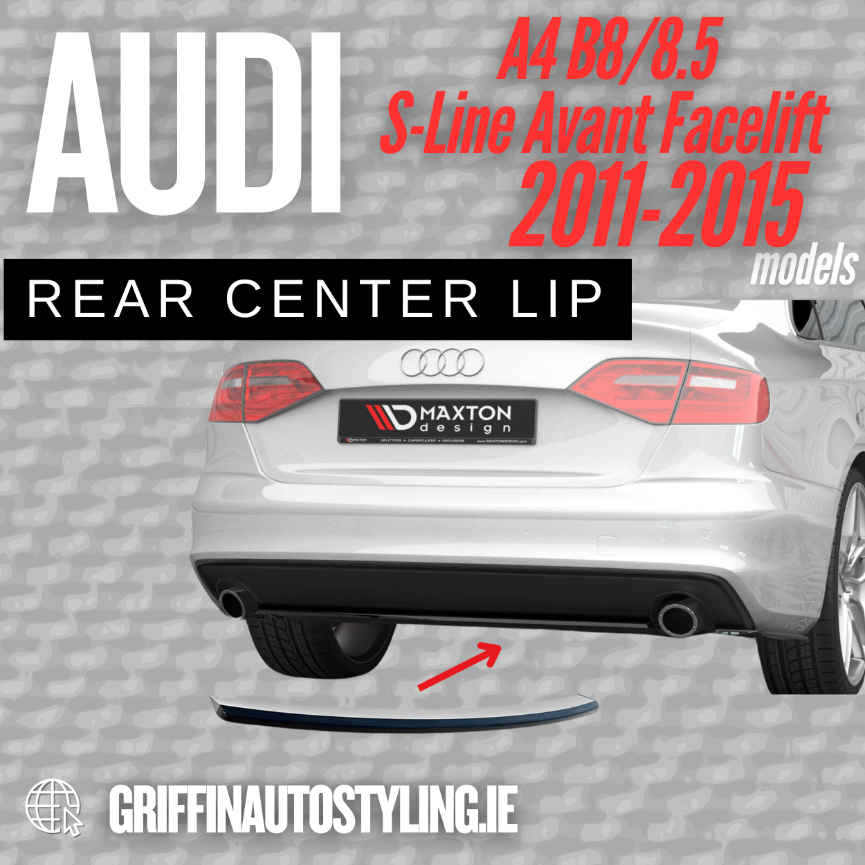Maxton Design Audi A4 B8.5 2011-2015 S-Line Rear Center Lip – Gloss