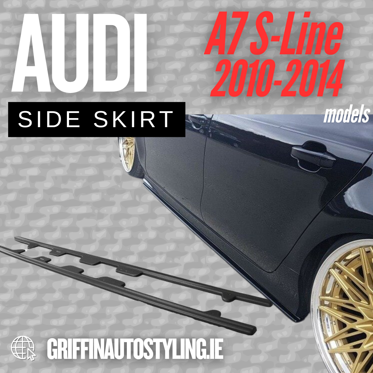 Maxton Design Audi A7 S-Line 2010-2014 Side Skirt Extensions – Gloss Black