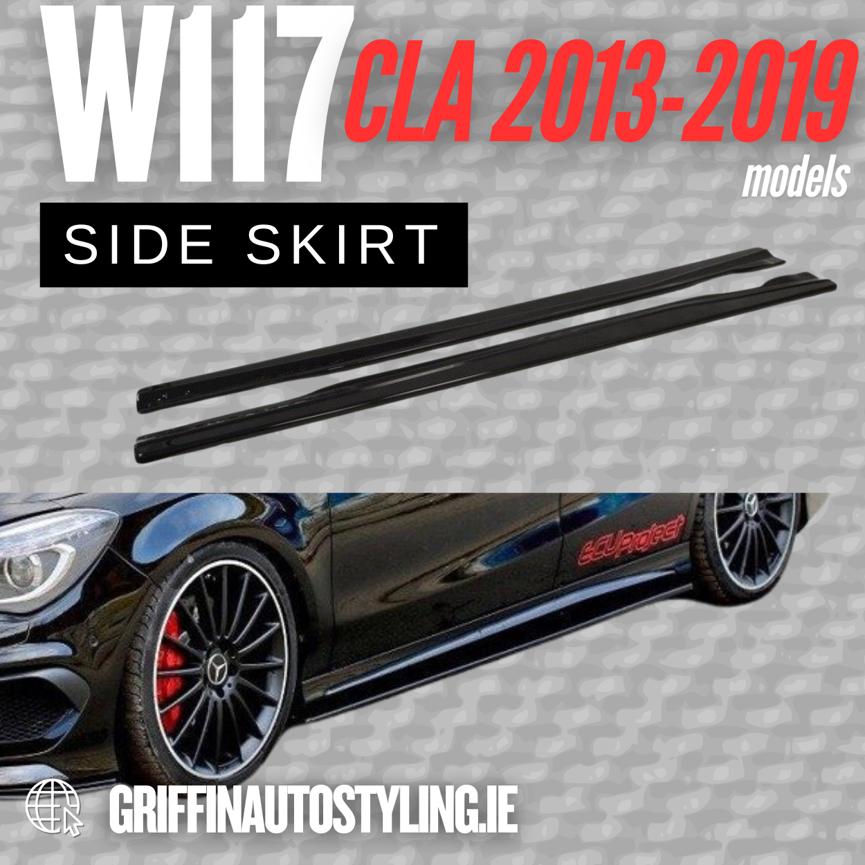 Maxton Design Mercedes CLA W117 Side Skirt Extensions – Gloss Black