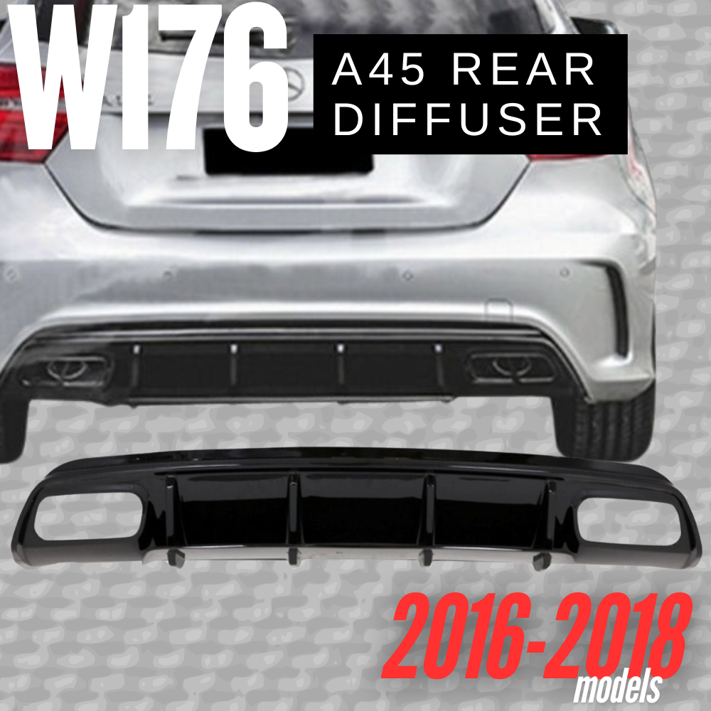 2016-2018 W176 A45 Rear Diffuser GLOSS BLACK