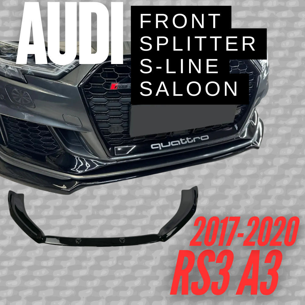 2017-2020 Audi RS3 Front Splitter for Saloon S-line A3 GLOSS BLACK