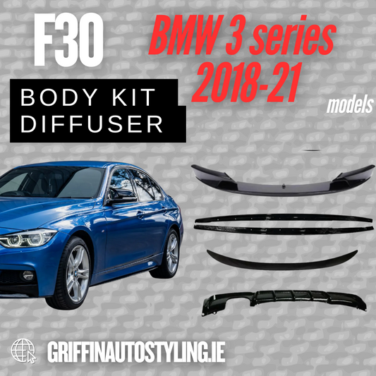 BMW 3 Series F30 M Sport 2012-2018 Gloss Black Full Aero Body Kit - Diffuser 00___