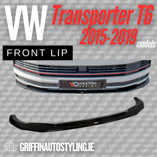 Maxton Design Front Lip V2 for VW Transporter T6 2015-2019 – Gloss Black