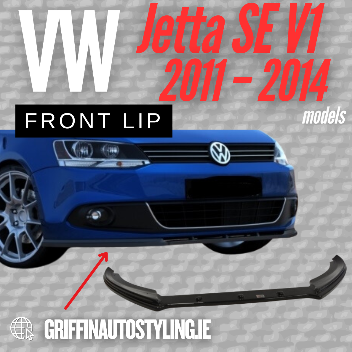 Maxton Design VW Jetta 2011-2014 SE Bumper Front Lip V1 – Gloss / Standard Black