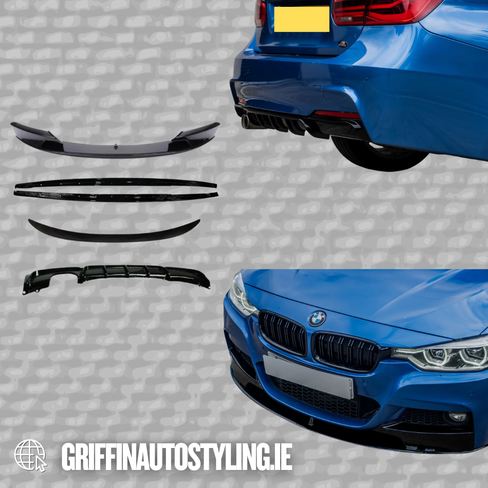 BMW 3 Series F30 M Sport 2012-2018 Gloss Black Full Aero Body Kit - Diffuser 00___