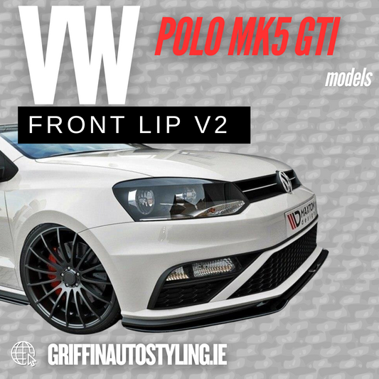 Maxton Design VW Polo MK5 GTI (Facelift) V2 Front Lip – Gloss Black