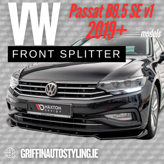 Maxton Design VW Passat B8.5 SE 2019 V1 Front Splitter – Gloss Black