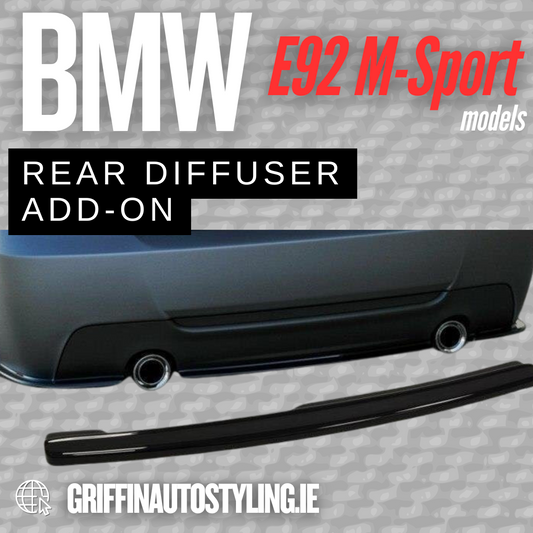 Maxton Design BMW E92 M-Sport Rear Center Diffuser Add-On – Gloss Black
