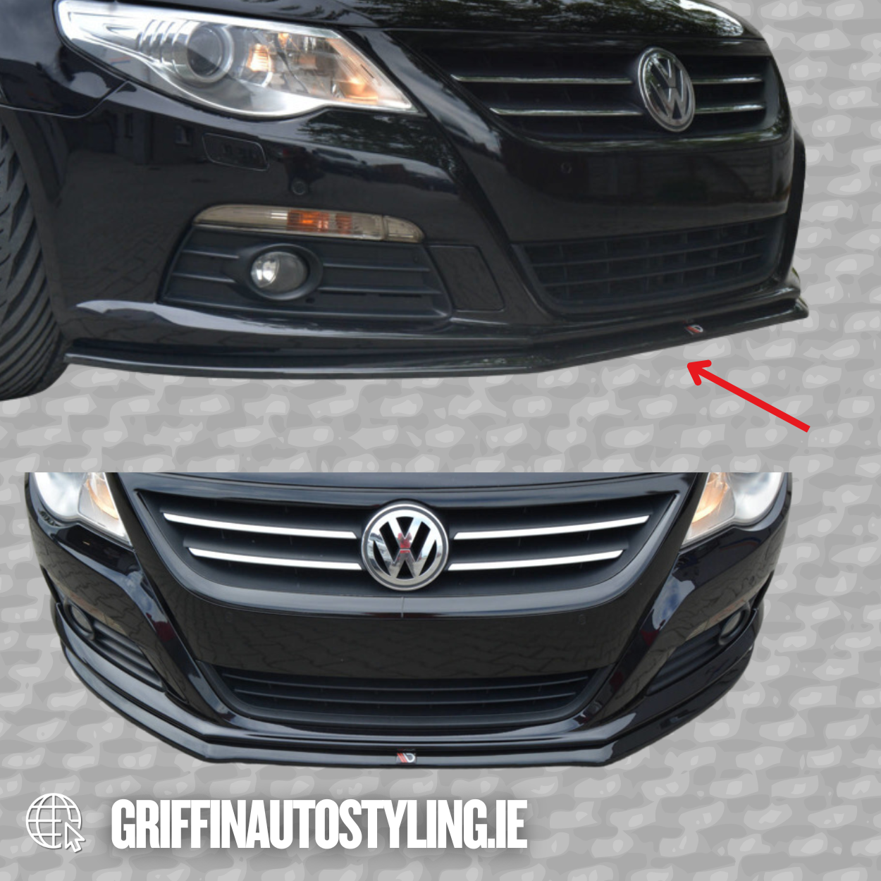 Maxton Design VW Passat CC 2008-2016 Front Lip V2 – Gloss / Standard Black