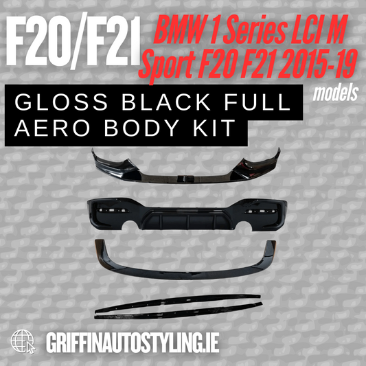 BMW 1 Series LCI M Sport F20 F21 2015-2019 Gloss Black Full Aero Body Kit - LEFT & RIGHT EXHAUST EXITS