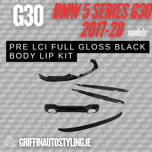 BMW 5 Series G30 M Sport Pre LCI 2017-2020 Full Gloss Black Aero Body Lip Kit